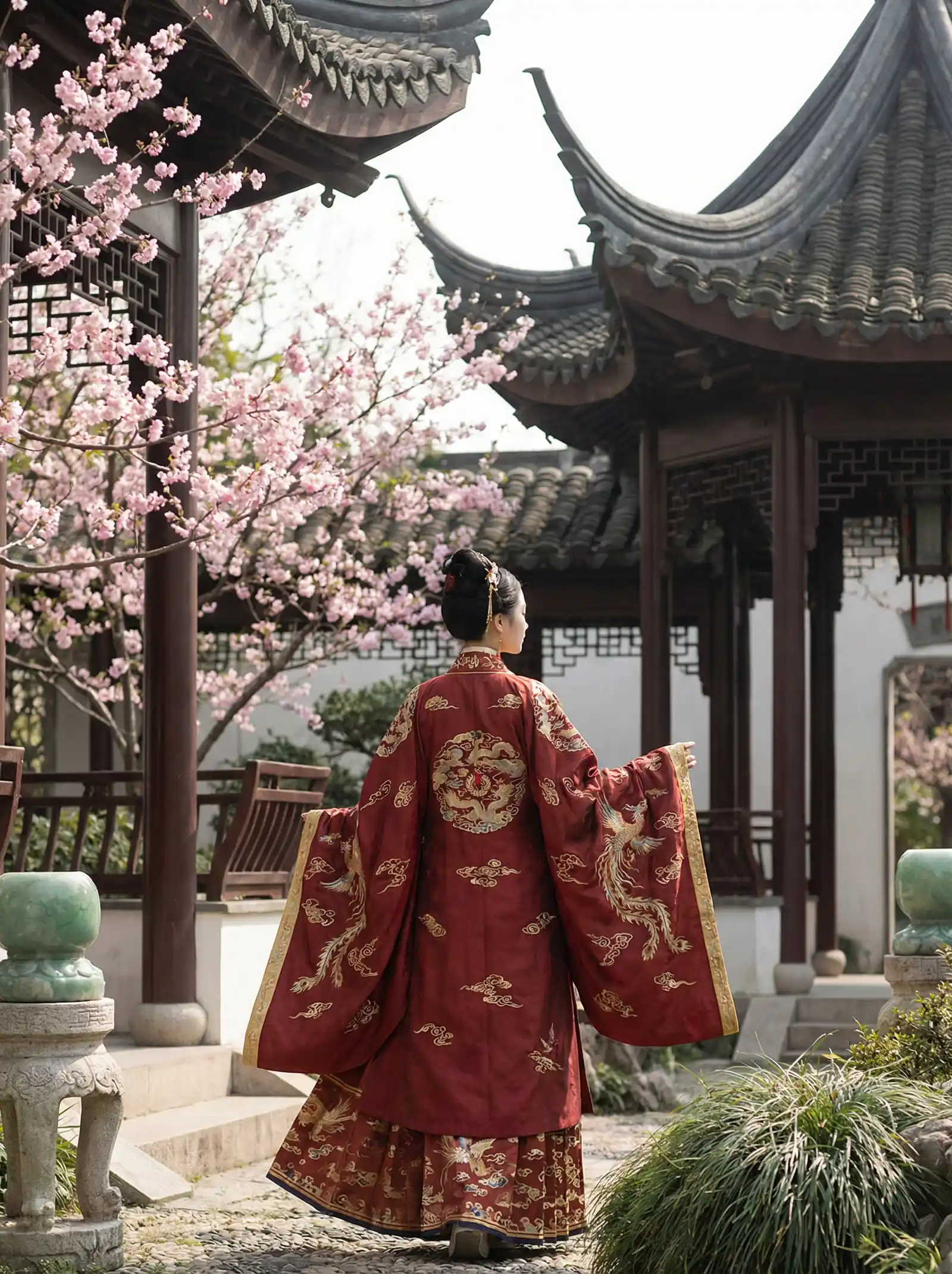 泷泽萝拉第一部叫什么 明制汉服红色凤凰刺绣